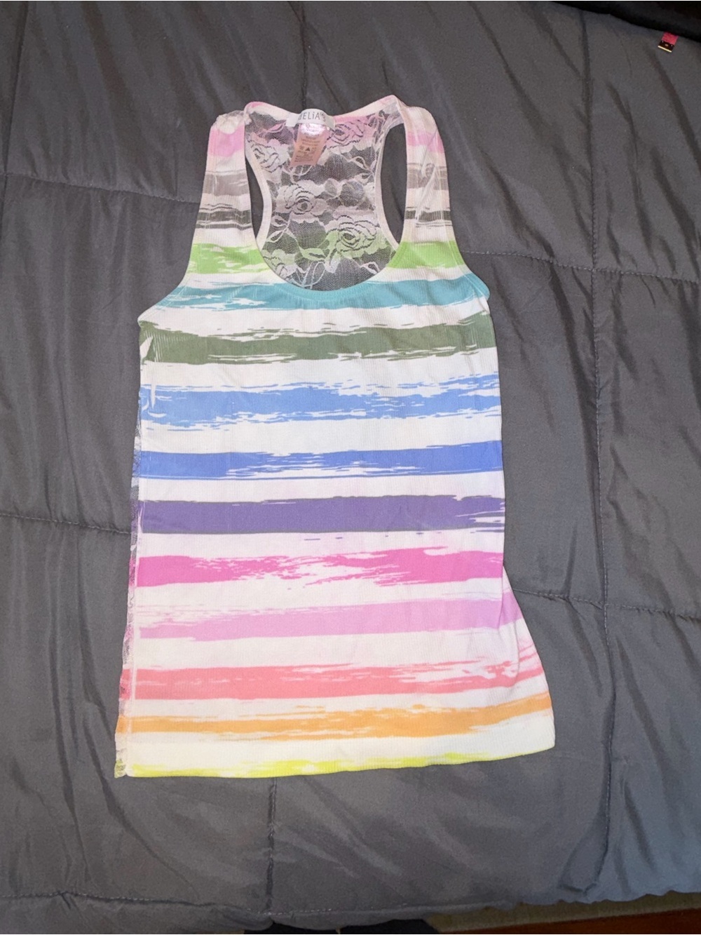 Delia’s Rainbow Stripe Lace Racerback Tank Top One Size